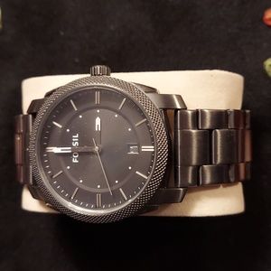 Fossil Machine Black Dial Smoke IP Stainless Steel Men's Watch